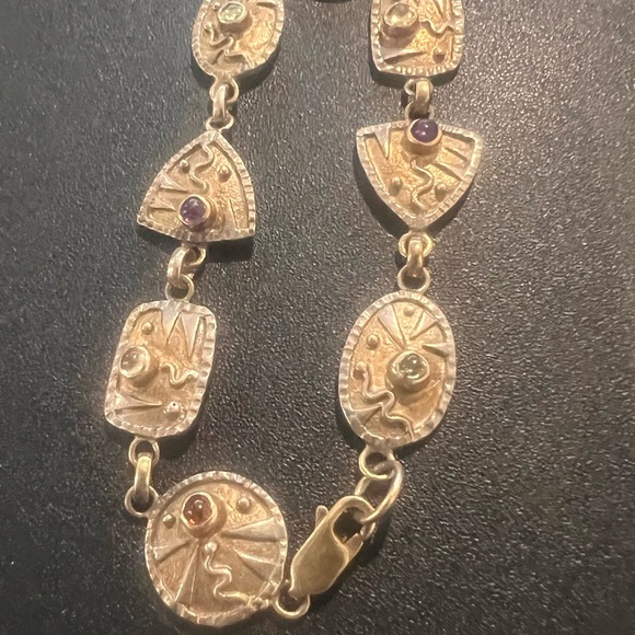 Jewelry - Artisan Gold and Silver Bracelet with Gem Accents